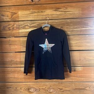 Girls black hoodie with sequin star